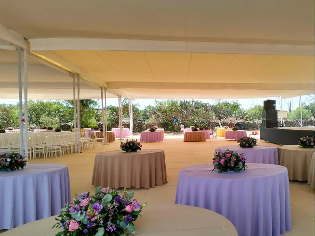 Carpa con plafón liso blanco (4m altura)